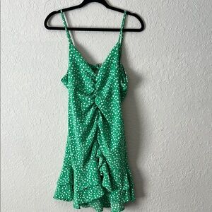 Green Floral Ruffle Dress